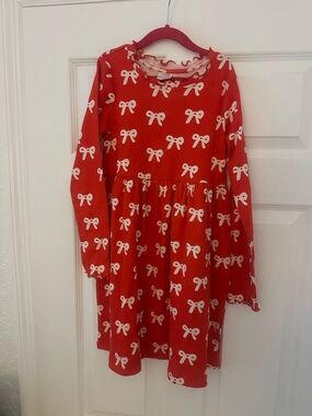 Hanna Andersson Red Dress with White Bow Print